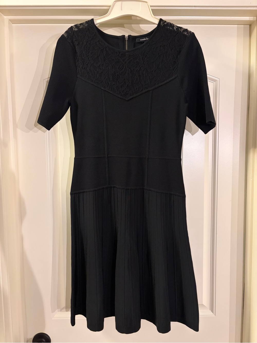 Nanette Lepore Black Lace-Yoke Fit-and-Flare Dress
